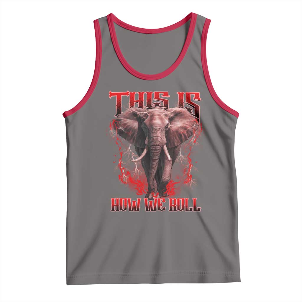 Alabama Fan Tank Top This Is How We Roll Bama Mascot Game Day TS10 Deep Heather Red Print Your Wear