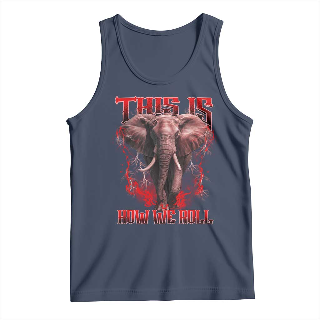 Alabama Fan Tank Top This Is How We Roll Bama Mascot Game Day TS10 Navy Print Your Wear