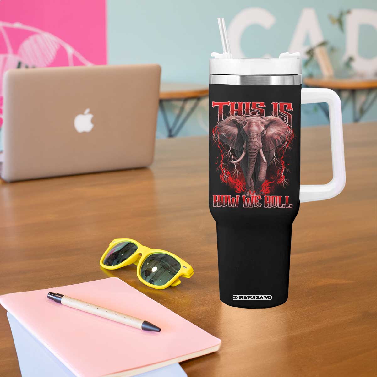 Alabama Fan Tumbler With Handle This Is How We Roll Bama Mascot Game Day TS10 Print Your Wear