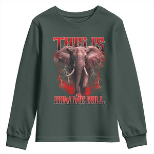 Alabama Fan Youth Sweatshirt This Is How We Roll Bama Mascot Game Day TS10 Dark Forest Green Print Your Wear