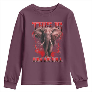 Alabama Fan Youth Sweatshirt This Is How We Roll Bama Mascot Game Day TS10 Maroon Print Your Wear