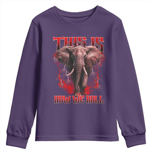 Alabama Fan Youth Sweatshirt This Is How We Roll Bama Mascot Game Day TS10 Purple Print Your Wear
