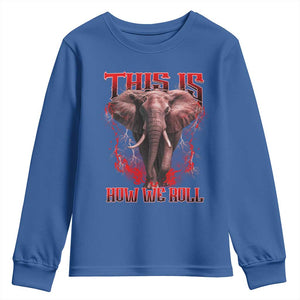 Alabama Fan Youth Sweatshirt This Is How We Roll Bama Mascot Game Day TS10 Royal Blue Print Your Wear