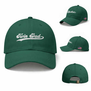 Twin Dad Baseball Cap Vintage Retro Style Fathers Day Presents TS10 Baseball Cap Universal Fit Irish Green Print Your Wear