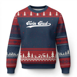 Twin Dad Ugly Christmas Sweater Vintage Retro Style Fathers Day Presents TS10 Navy Red Print Your Wear