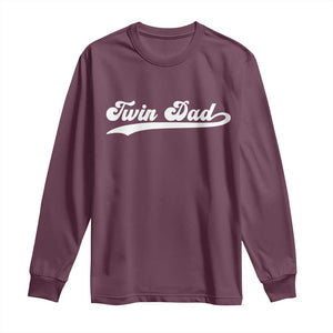 Twin Dad Long Sleeve Shirt Vintage Retro Style Fathers Day Presents TS10 Maroon Print Your Wear