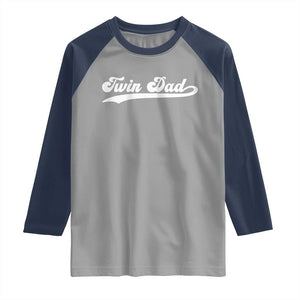 Twin Dad Raglan Shirt Vintage Retro Style Fathers Day Presents TS10 Sport Gray Navy Print Your Wear