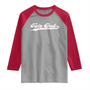 Twin Dad Raglan Shirt Vintage Retro Style Fathers Day Presents TS10 Sport Gray Red Print Your Wear