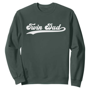 Twin Dad Sweatshirt Vintage Retro Style Fathers Day Presents TS10 Dark Forest Green Print Your Wear