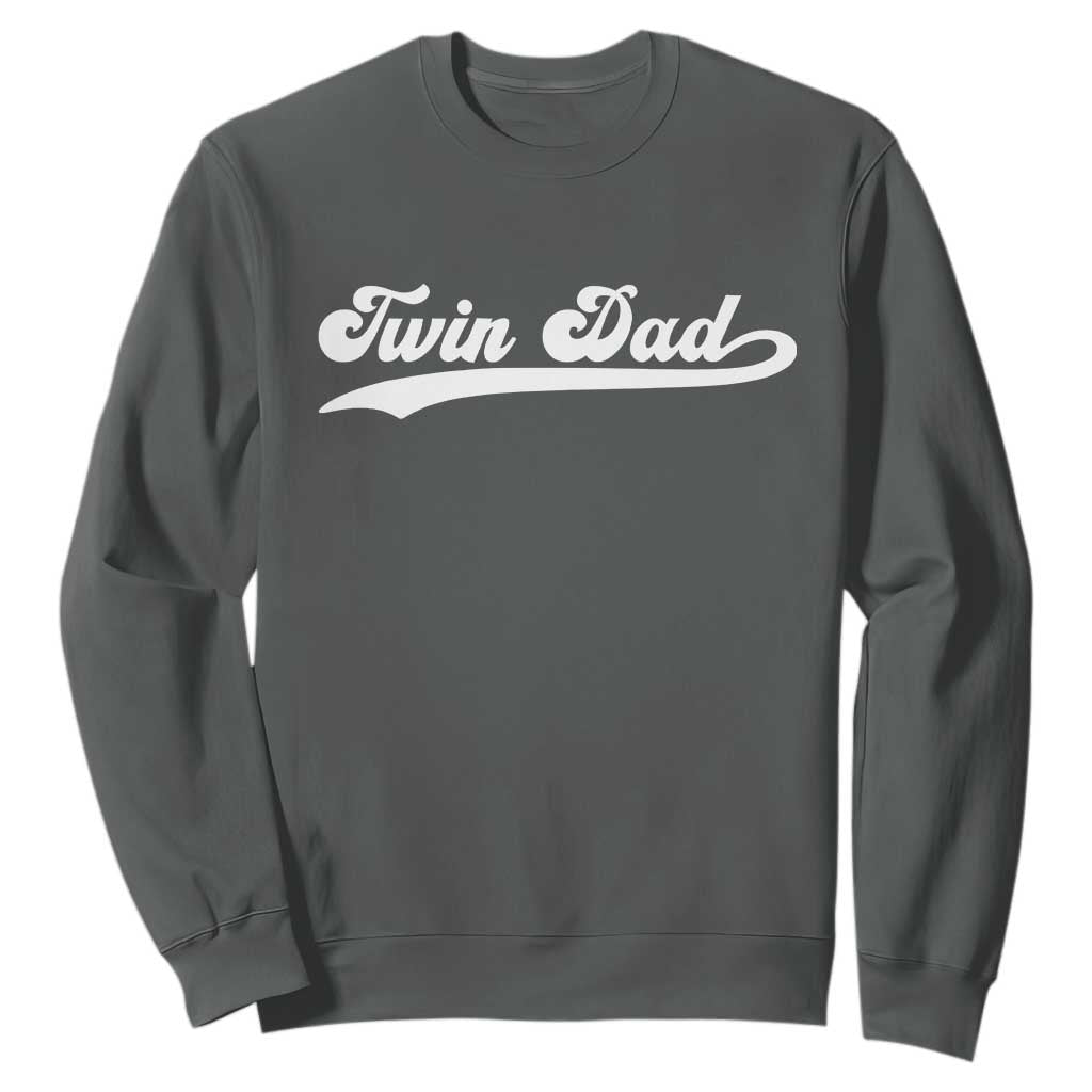 Twin Dad Sweatshirt Vintage Retro Style Fathers Day Presents TS10 Dark Heather Print Your Wear