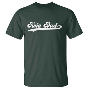 Twin Dad T Shirt Vintage Retro Style Fathers Day Presents TS10 Dark Forest Green Print Your Wear