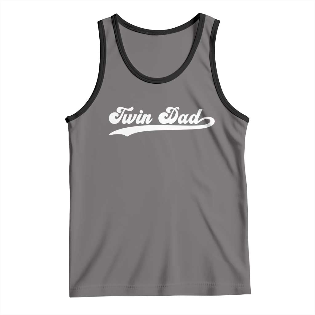 Twin Dad Tank Top Vintage Retro Style Fathers Day Presents TS10 Deep Heather Black Print Your Wear
