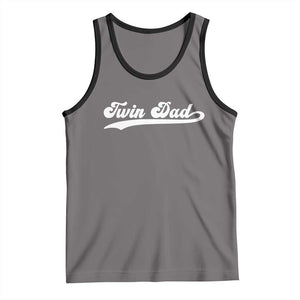 Twin Dad Tank Top Vintage Retro Style Fathers Day Presents TS10 Deep Heather Black Print Your Wear