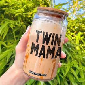 Twin Mama Glass Can Pregnancy Announcement New Mom Mothers Day Gift TS10 White Print Your Wear