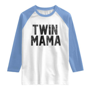 Twin Mama Raglan Shirt Pregnancy Announcement New Mom Mothers Day Gift TS10 White Carolina Blue Print Your Wear