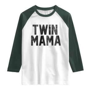 Twin Mama Raglan Shirt Pregnancy Announcement New Mom Mothers Day Gift TS10 White Dark Forest Green Print Your Wear
