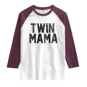 Twin Mama Raglan Shirt Pregnancy Announcement New Mom Mothers Day Gift TS10 White Maroon Print Your Wear