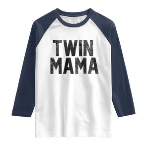 Twin Mama Raglan Shirt Pregnancy Announcement New Mom Mothers Day Gift TS10 White Navy Print Your Wear