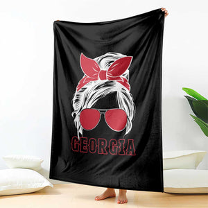 Georgia Lovers Throw Blanket Bulldogs Game Day Messy Bun TS10 Print Your Wear