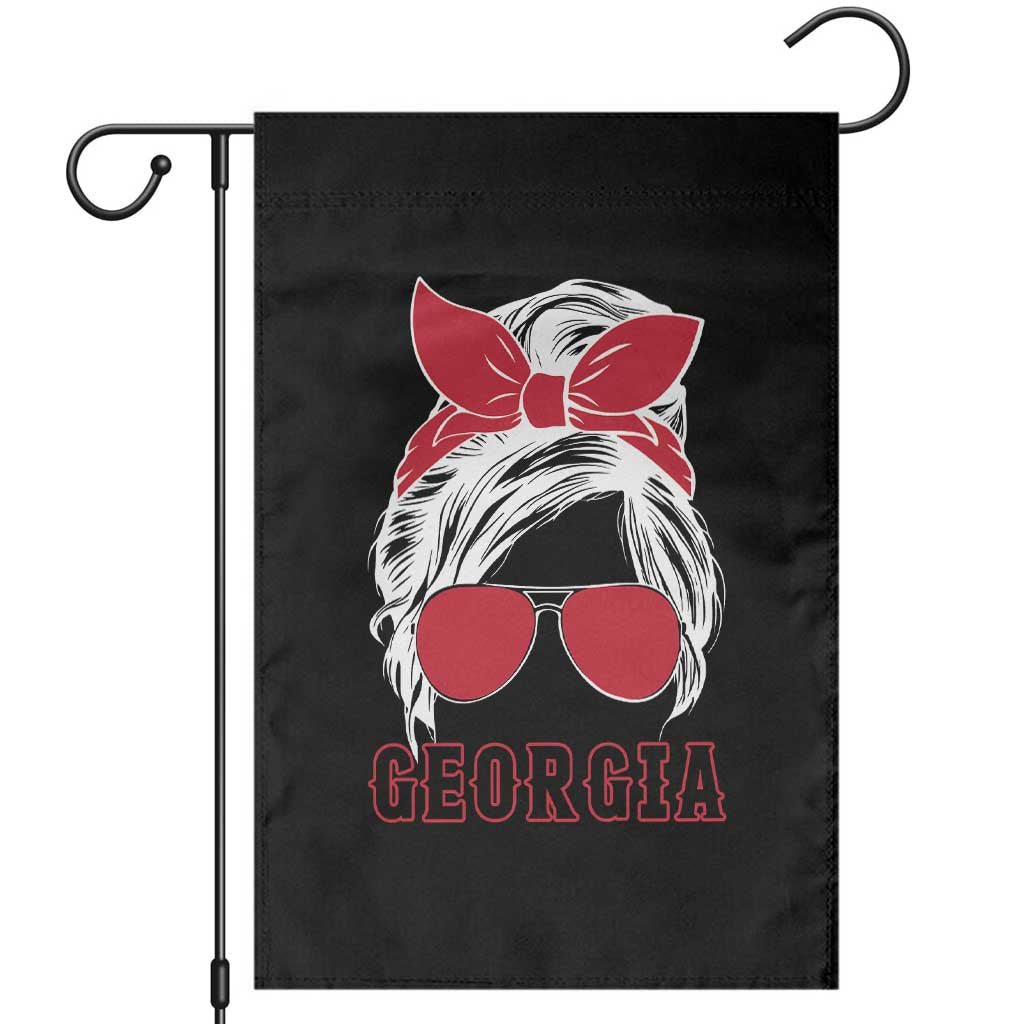 Georgia Lovers Garden Flag Bulldogs Game Day Messy Bun TS10 Black Print Your Wear