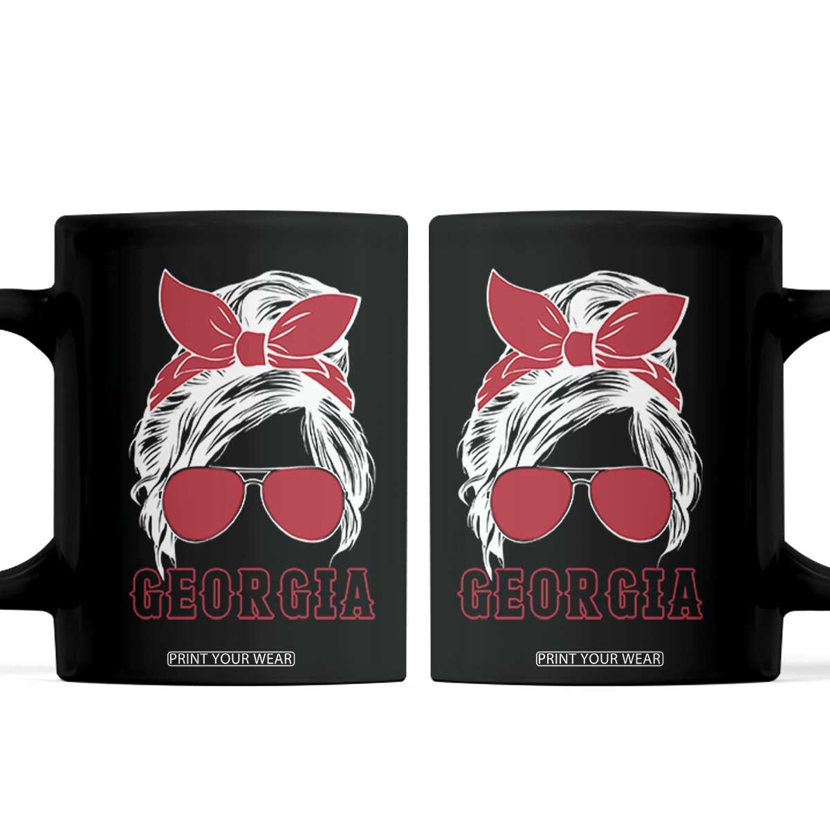 Georgia Lovers Coffee Mug Bulldogs Game Day Messy Bun TS10 Black Print Your Wear