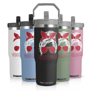 Georgia Lovers Flip Straw Tumbler Bulldogs Game Day Messy Bun TS10 Print Your Wear