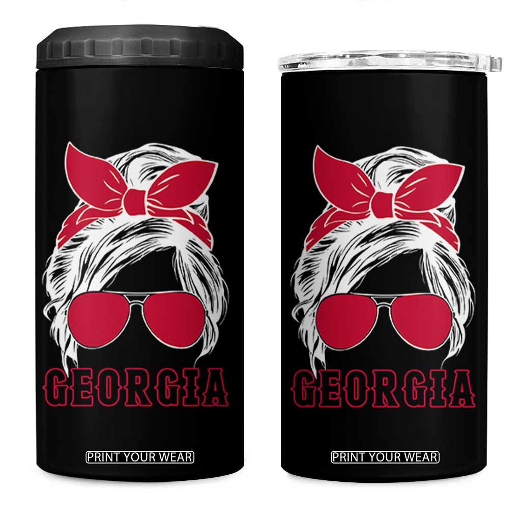Georgia Lovers 4 in 1 Can Cooler Tumbler Bulldogs Game Day Messy Bun TS10 One Size: 16 oz Black Print Your Wear