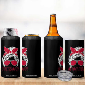 Georgia Lovers 4 in 1 Can Cooler Tumbler Bulldogs Game Day Messy Bun TS10 Print Your Wear