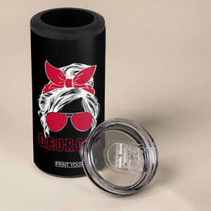 Georgia Lovers 4 in 1 Can Cooler Tumbler Bulldogs Game Day Messy Bun TS10 Print Your Wear