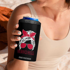 Georgia Lovers 4 in 1 Can Cooler Tumbler Bulldogs Game Day Messy Bun TS10 Print Your Wear