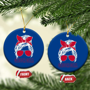 Georgia Lovers Ceramic Ornament Bulldogs Game Day Messy Bun TS10 1pc Blue Print Your Wear