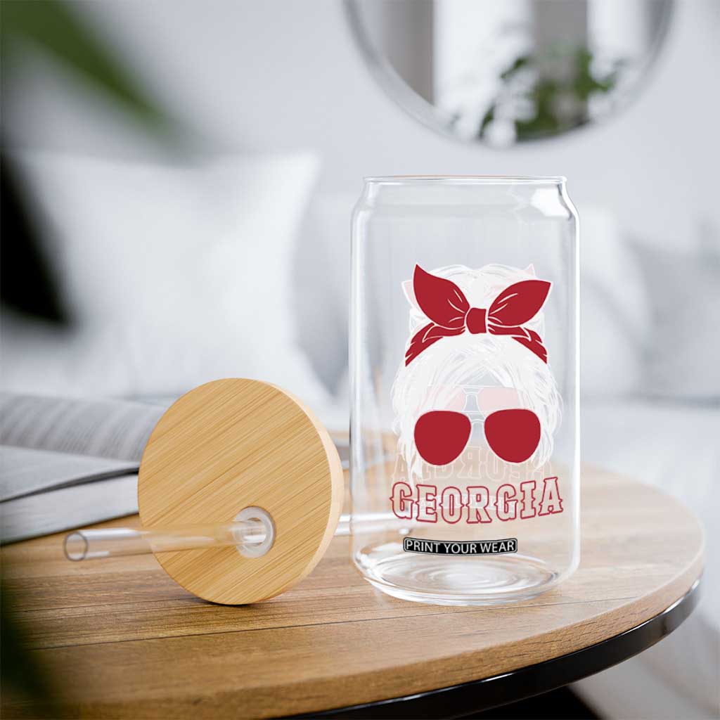 Georgia Lovers Glass Can Bulldogs Game Day Messy Bun TS10 Print Your Wear