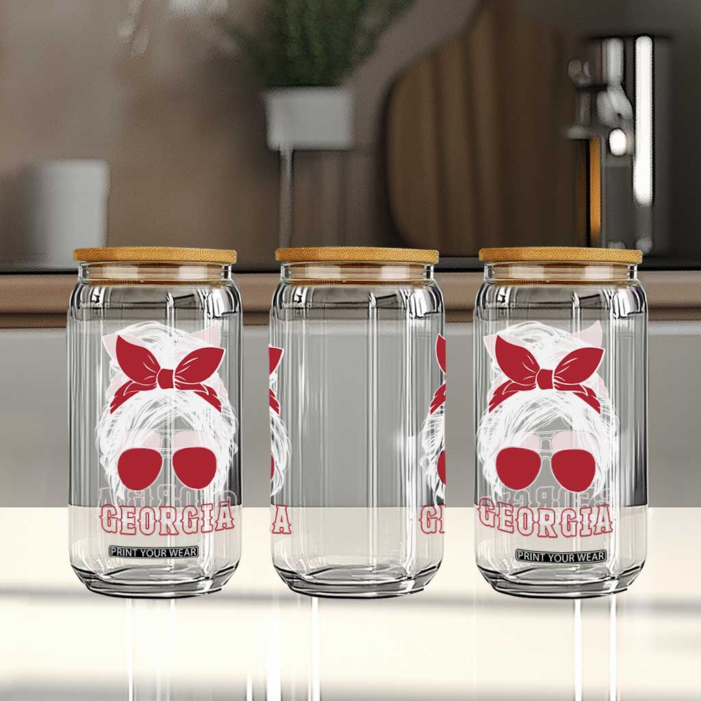 Georgia Lovers Glass Can Bulldogs Game Day Messy Bun TS10 Print Your Wear