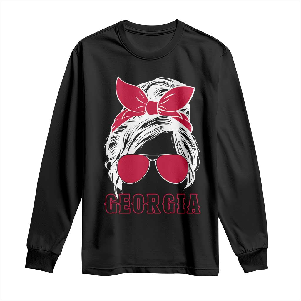Georgia Lovers Long Sleeve Shirt Bulldogs Game Day Messy Bun TS10 Black Print Your Wear