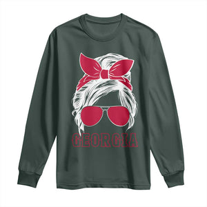 Georgia Lovers Long Sleeve Shirt Bulldogs Game Day Messy Bun TS10 Dark Forest Green Print Your Wear