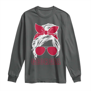 Georgia Lovers Long Sleeve Shirt Bulldogs Game Day Messy Bun TS10 Dark Heather Print Your Wear