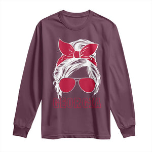 Georgia Lovers Long Sleeve Shirt Bulldogs Game Day Messy Bun TS10 Maroon Print Your Wear