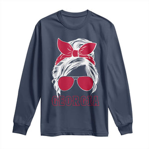 Georgia Lovers Long Sleeve Shirt Bulldogs Game Day Messy Bun TS10 Navy Print Your Wear