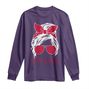 Georgia Lovers Long Sleeve Shirt Bulldogs Game Day Messy Bun TS10 Purple Print Your Wear