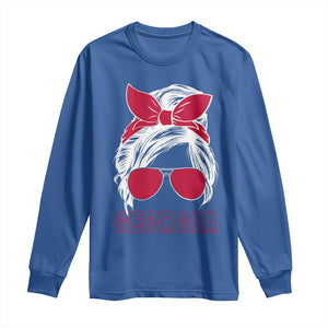 Georgia Lovers Long Sleeve Shirt Bulldogs Game Day Messy Bun TS10 Royal Blue Print Your Wear