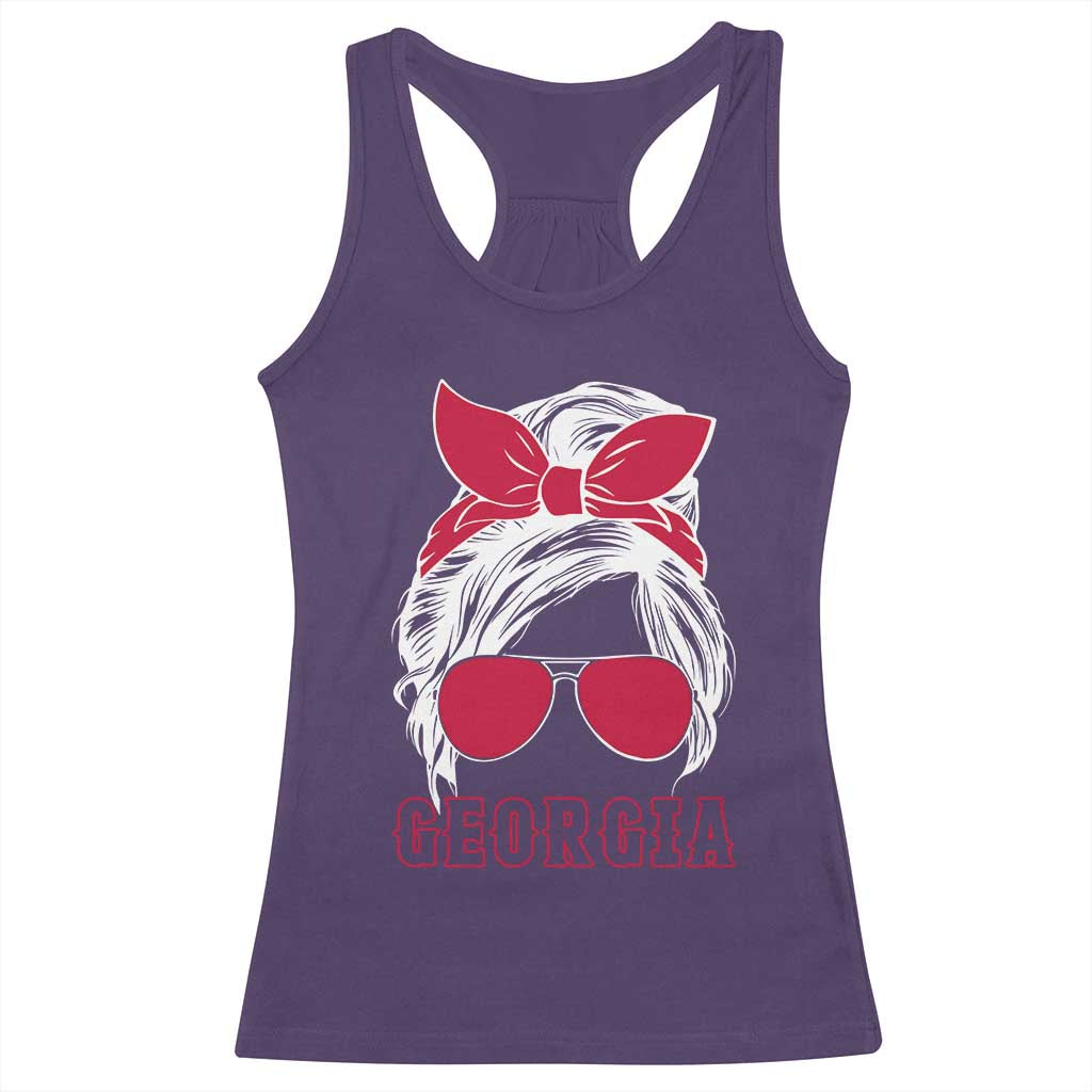 Georgia Lovers Racerback Tank Top Bulldogs Game Day Messy Bun TS10 Purple Print Your Wear