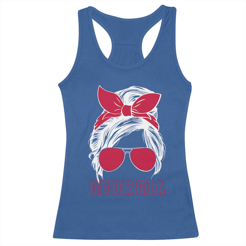 Georgia Lovers Racerback Tank Top Bulldogs Game Day Messy Bun TS10 Royal Blue Print Your Wear
