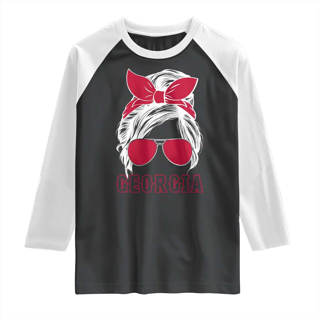 Georgia Lovers Raglan Shirt Bulldogs Game Day Messy Bun TS10 Black White Print Your Wear