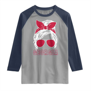 Georgia Lovers Raglan Shirt Bulldogs Game Day Messy Bun TS10 Sport Gray Navy Print Your Wear