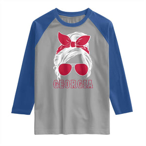 Georgia Lovers Raglan Shirt Bulldogs Game Day Messy Bun TS10 Sport Gray Royal Print Your Wear