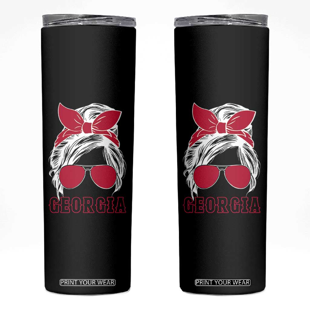 Georgia Lovers Skinny Tumbler Bulldogs Game Day Messy Bun TS10 Black Print Your Wear