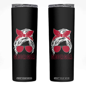 Georgia Lovers Skinny Tumbler Bulldogs Game Day Messy Bun TS10 Black Print Your Wear
