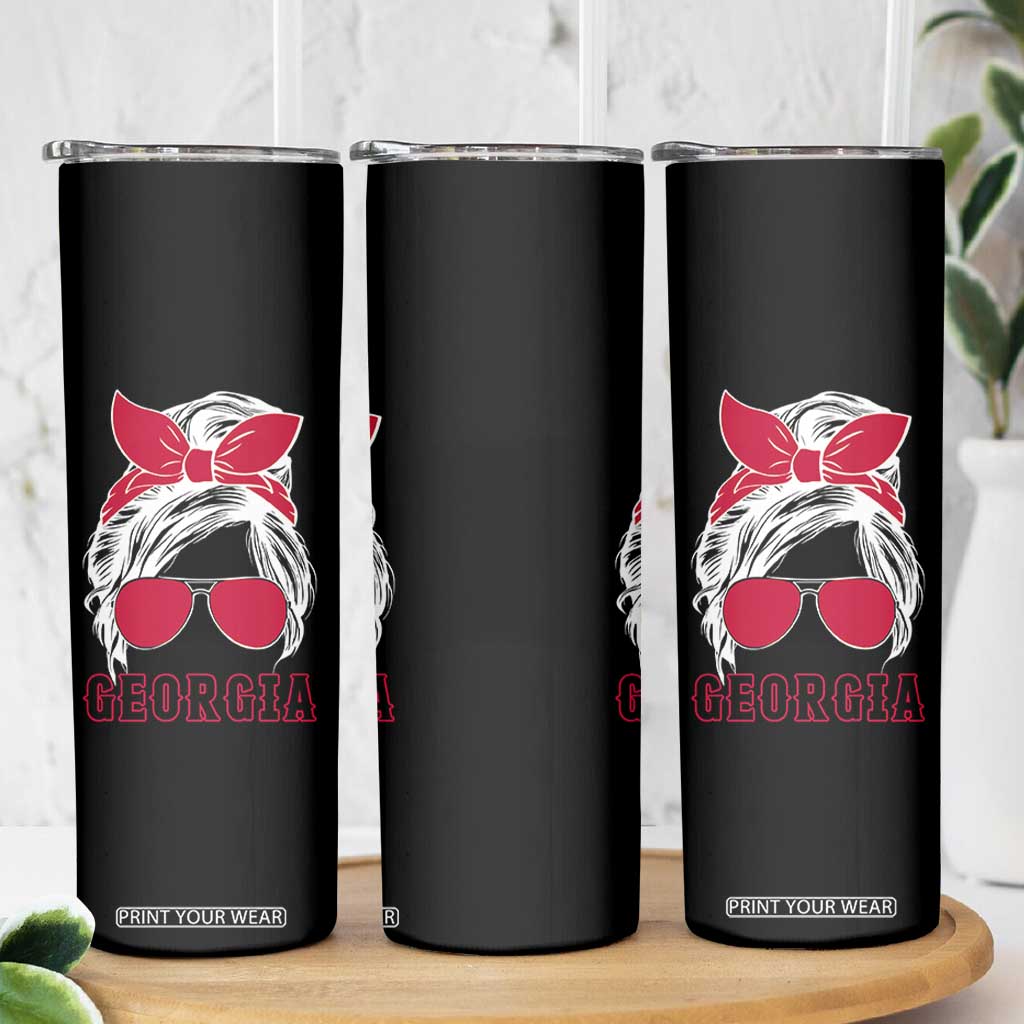 Georgia Lovers Skinny Tumbler Bulldogs Game Day Messy Bun TS10 Print Your Wear