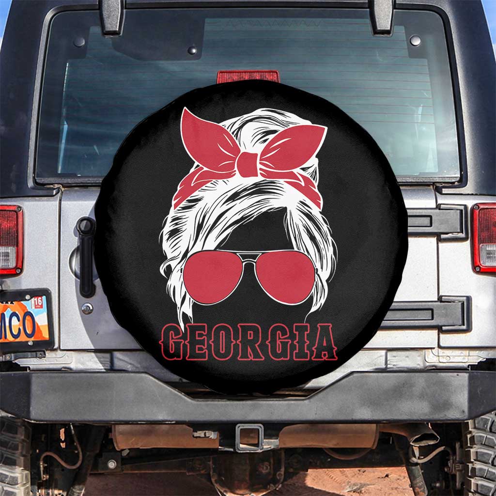 Georgia Lovers Spare Tire Cover Bulldogs Game Day Messy Bun TS10 No hole Black Print Your Wear