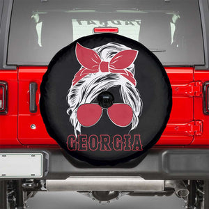 Georgia Lovers Spare Tire Cover Bulldogs Game Day Messy Bun TS10 Black Print Your Wear